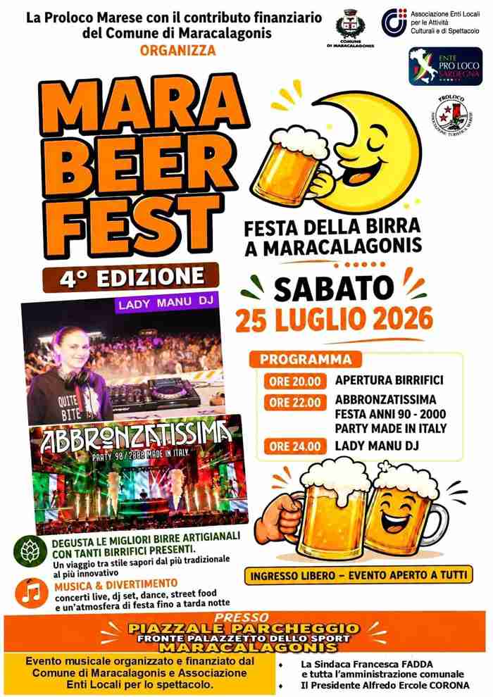 Mara Beer Fest 2026, locandina con il programma e gli orari ufficiali della festa della birra | In Sardegna con Dani