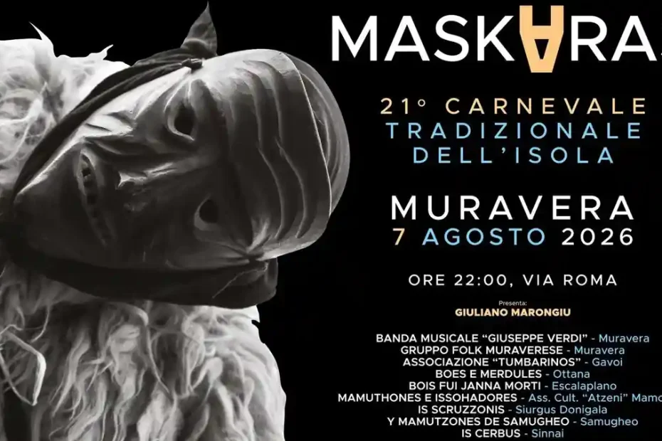 Maskaras 2026 a Muravera, manifesto con il programma completo delle maschere partecipanti | In Sardegna con Dani