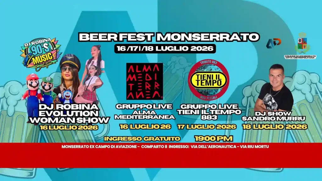 Monserrato Beer Fest 2026, manifesto con il programma, date e line-up musicale | In Sardegna con Dani