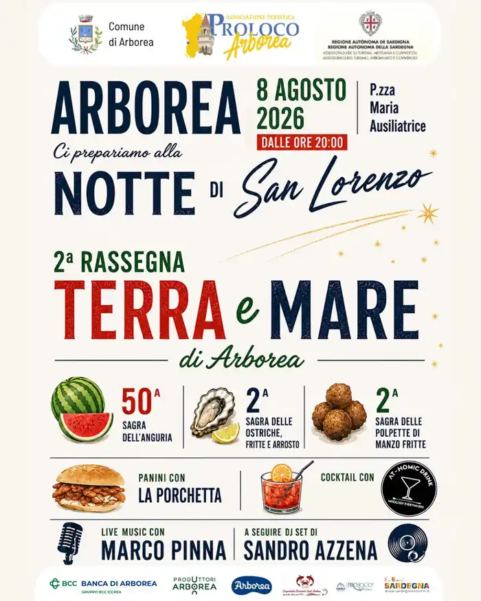 Rassegna di Terra e di Mare 2026 ad Arborea, locandina con il programma ufficiale dell'evento | In Sardegna con Dani