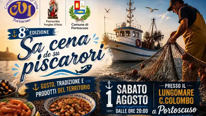 Cena dei pescatori di Portoscuso 2026, manifesto con data e programma di massima | In Sardegna con Dani