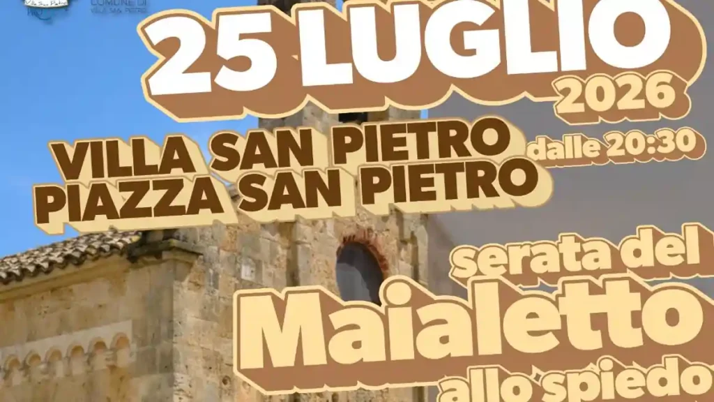 Sagra del maialetto Villa San Pietro 2026, manifesto con data, luogo e orari | In Sardegna con Dani