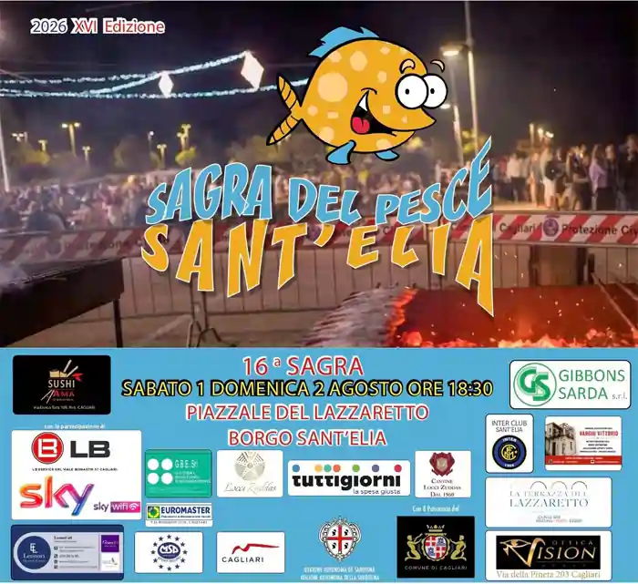 Sagra del pesce di Sant'Elia 2026 a Cagliari, locandina ufficiale dell'evento | In Sardegna con Dani