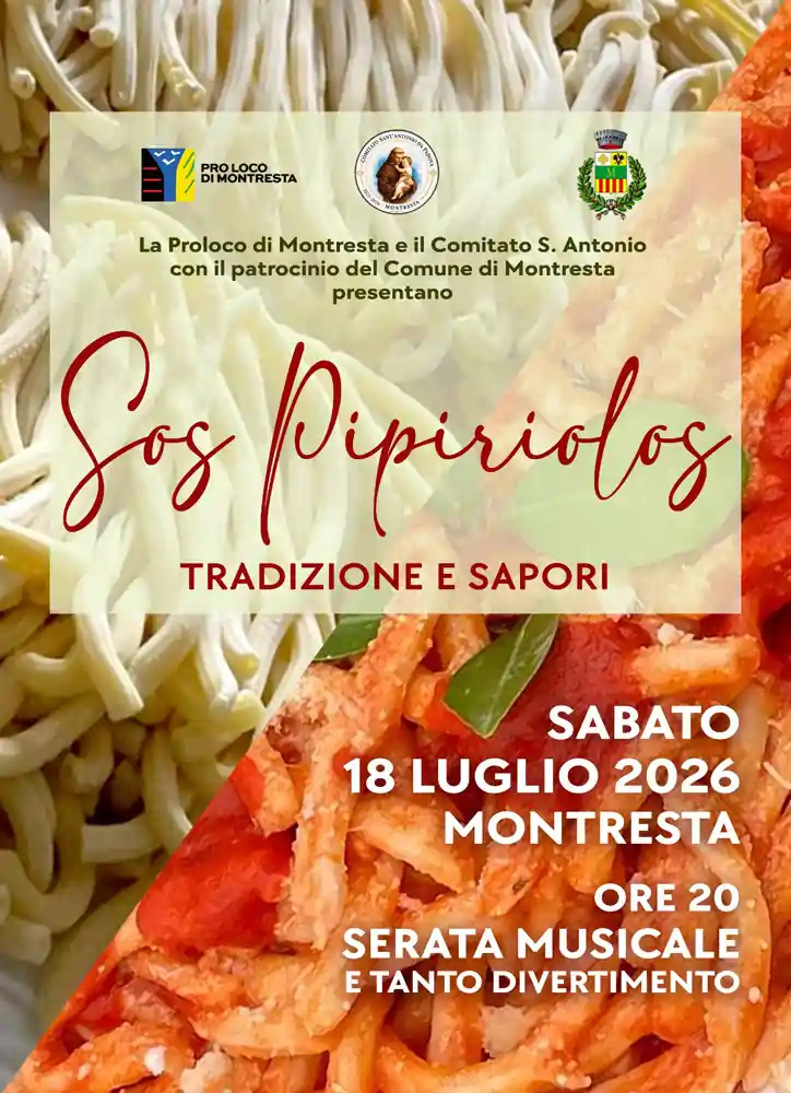 Manifesto della sagra dei pipiriolos di Montresta 2026, con il programma | In Sardegna con Dani