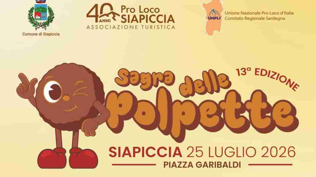 Sagra delle polpette Siapiccia 2026, manifesto con data e location | In Sardegna con Dani