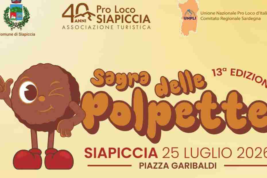 Sagra delle polpette Siapiccia 2026, manifesto con data e location | In Sardegna con Dani