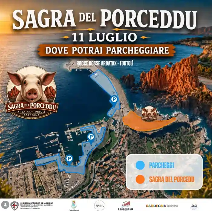 Sagra del porceddu Arbatax 2026, posizione dei parcheggi | In Sardegna con Dani