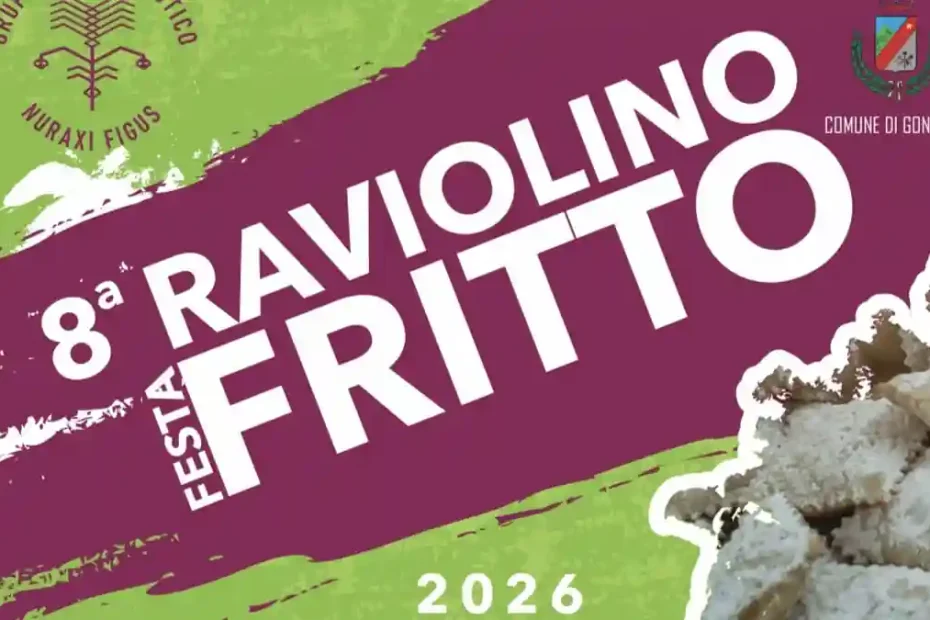 Festa del raviolino fritto 2026 a Nuraxi Figus, manifesto | In Sardegna con Dani