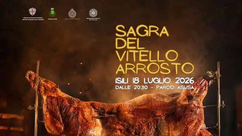 Sagra del vitello arrosto Isili 2026, manifesto con data, orario e location | In Sardegna con Dani