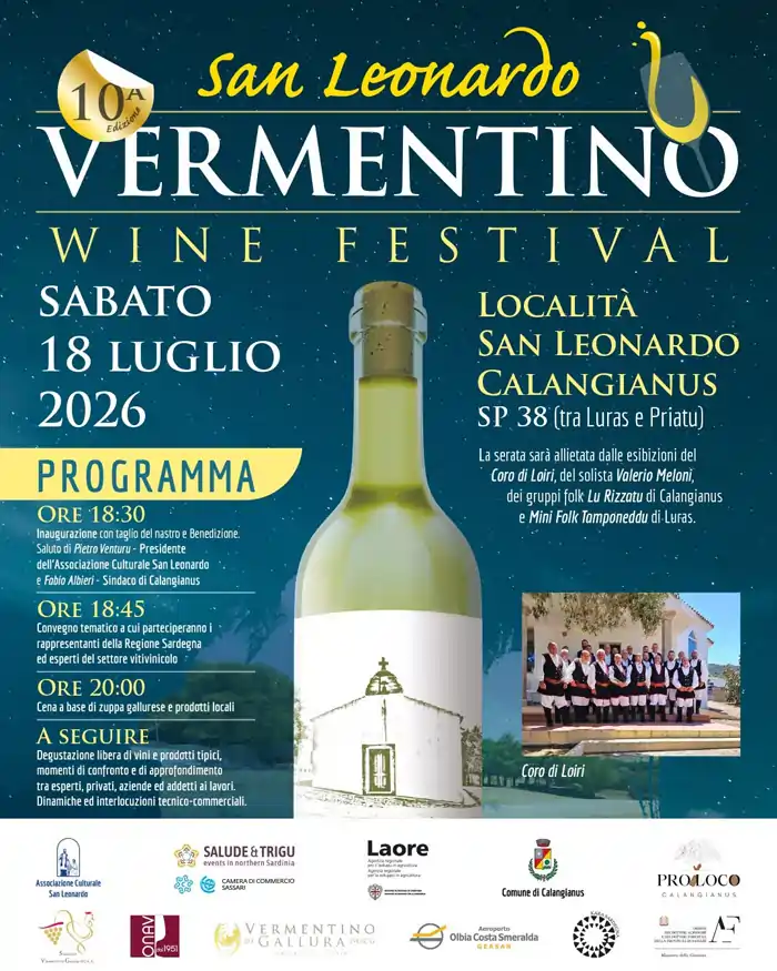 San Leonardo Vermentino Wine Festival 2026, locandina con il programma ufficiale dell'evento | In Sardegna con Dani