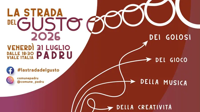 La strada del gusto 2026 a Padru, manifesto con data, luogo e programma di massima | In Sardegna con Dani