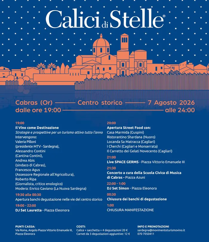 Calici di telle 2026 a Cabras, manifesto con il programma completo della rassegna enologica | In Sardegna con Dani
