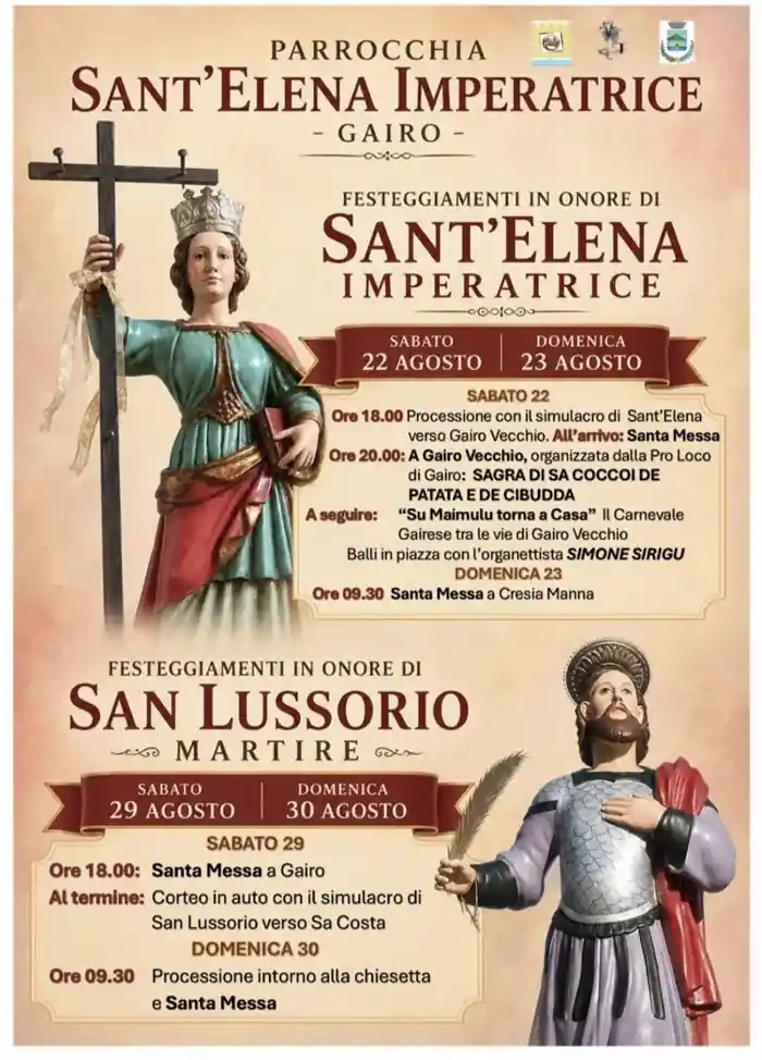 Programma della Festa di Sant'Elena Imperatrice 2026 a Gairo | In Sardegna con Dani