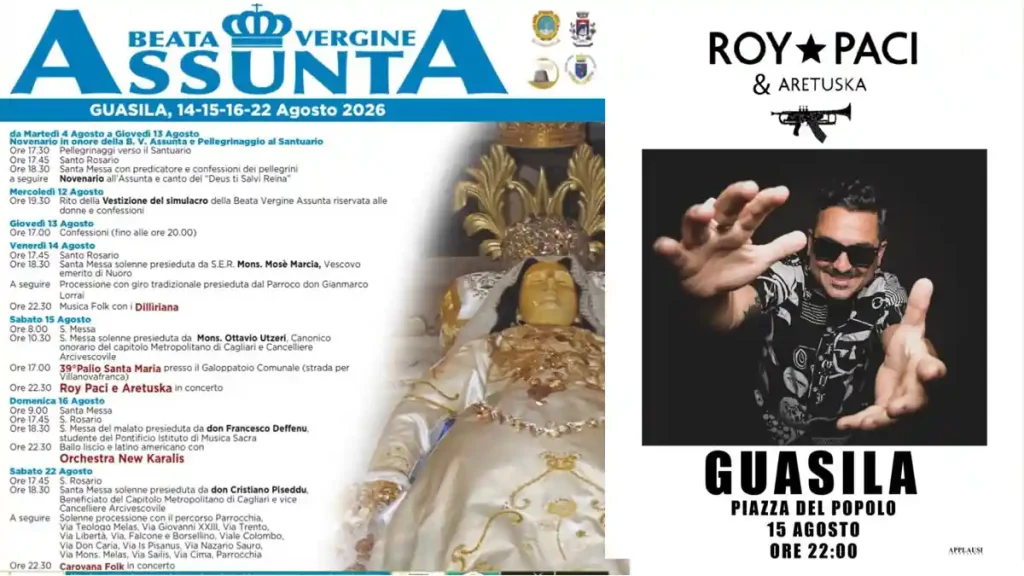 Festa di Santa Maria 2026 a Guasila con il concerto di Roy Paci, manifesti e programma | In Sardegna con Dani