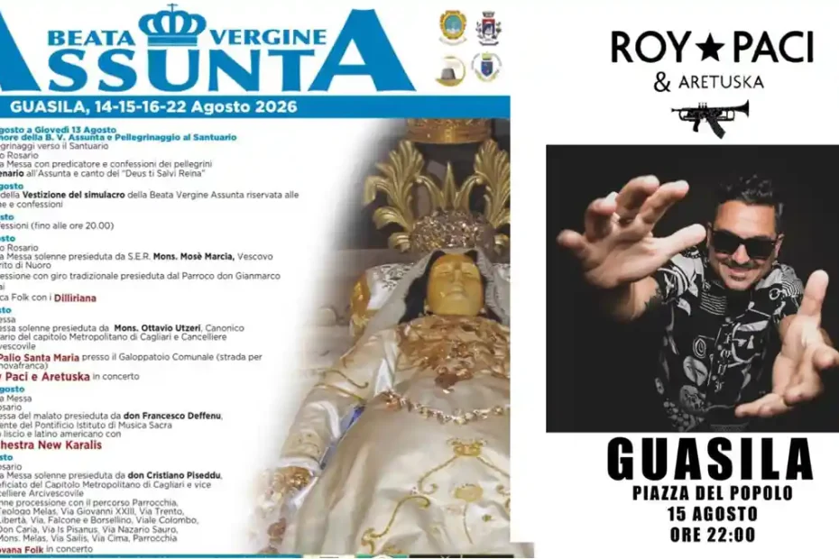 Festa di Santa Maria 2026 a Guasila con il concerto di Roy Paci, manifesti e programma | In Sardegna con Dani