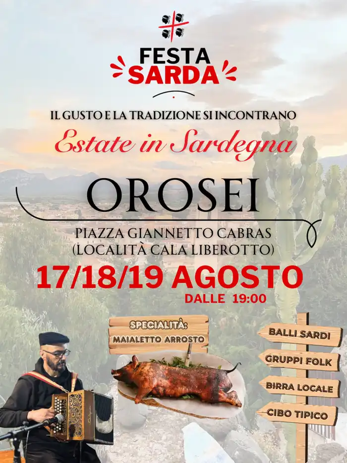 Festa sarda Orosei 2026, manifesto con date, orari e programma di massima | In Sardegna con Dani