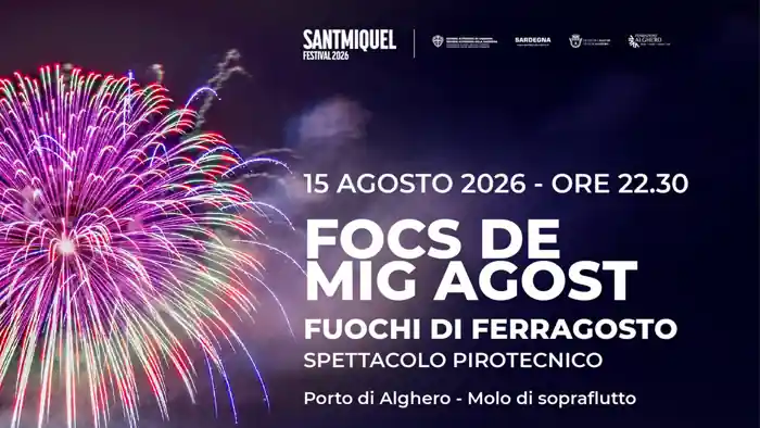 Fuochi di Ferragosto Alghero 2026, manifesto ufficiale | In Sardegna con Dani