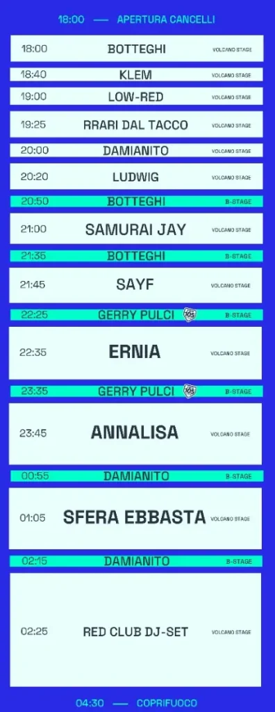 Timetable della terza giornata del Red Valley Festival 2026 a Olbia | In Sardegna con Dani