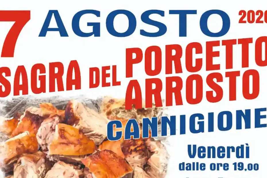 Sagra del porcetto arrosto Cannigione 2026, manifesto con la data ufficiale | In Sardegna con Dani