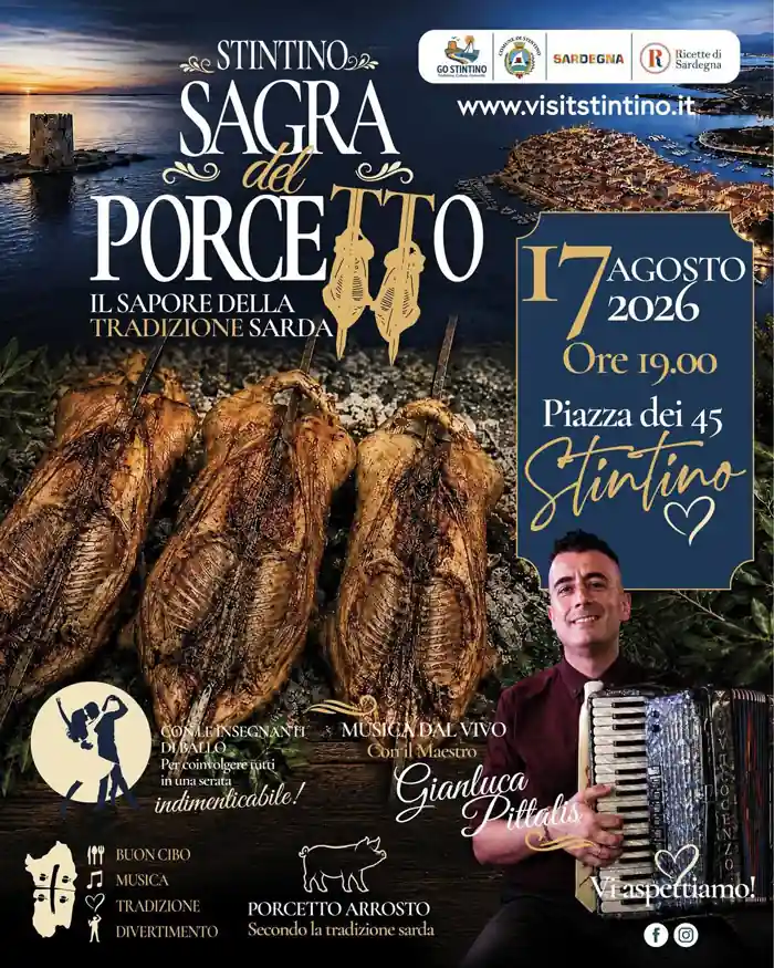 Sagra del porcetto sardo 2026 a Stintino, manifesto con il programma completo | In Sardegna con Dani