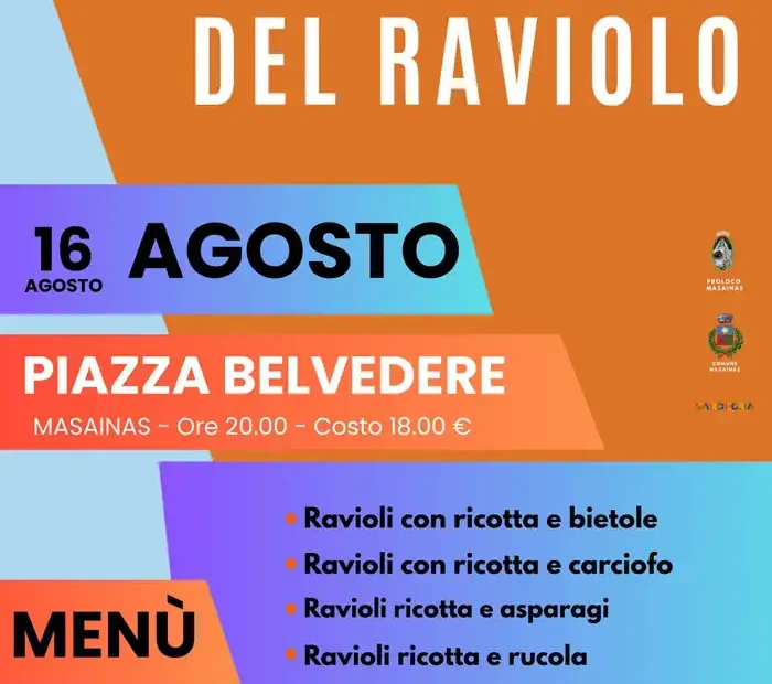 Sagra del raviolo di Masainas 2026, manifesto con il programma completo di menù e prezzi | In Sardegna con Dani