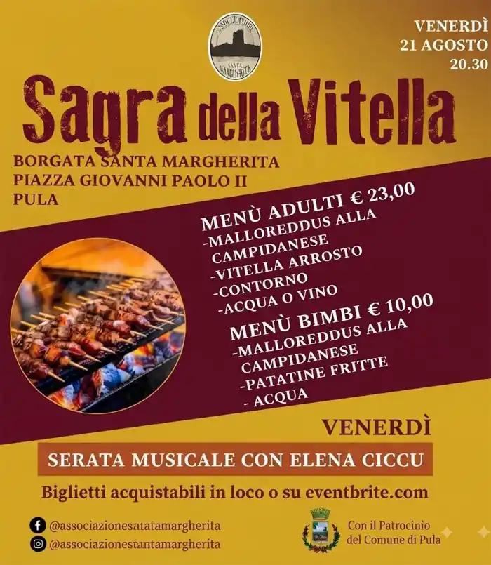 Sagra della vitella per la festa di Santa Margherita di Pula 2026, con il programma completo | In Sardegna con Dani