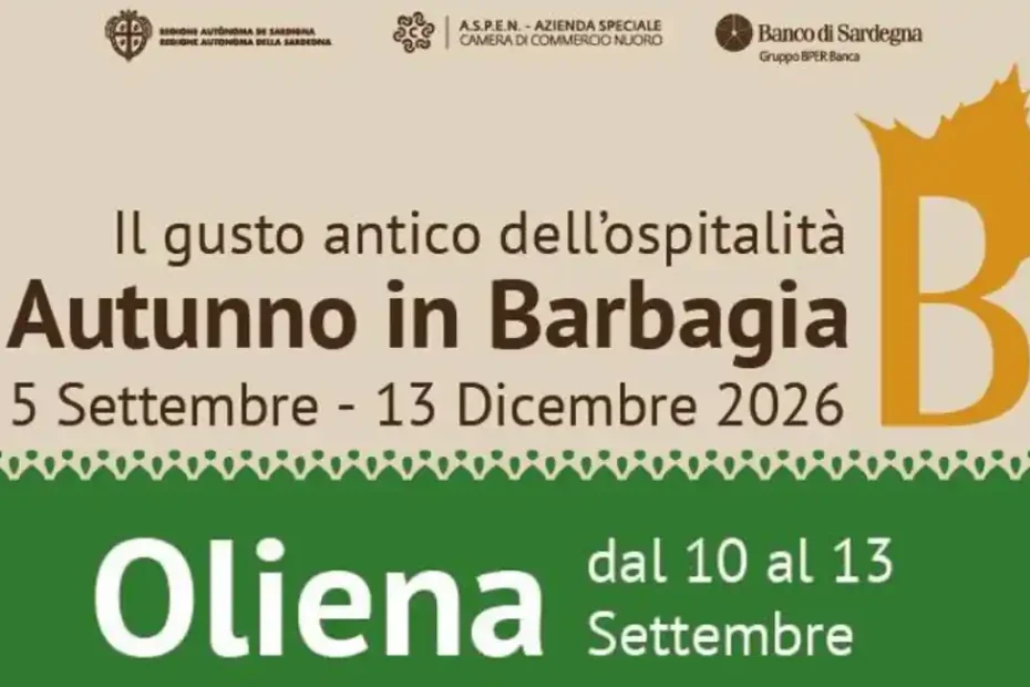 Autunno in Barbagia Oliena 2026, manifesto con le date ufficiali | In Sardegna con Dani