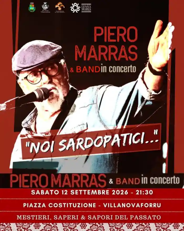 Concerto di Piero Marras a Villanovaforru, locandina 2026 | In Sardegna con Dani