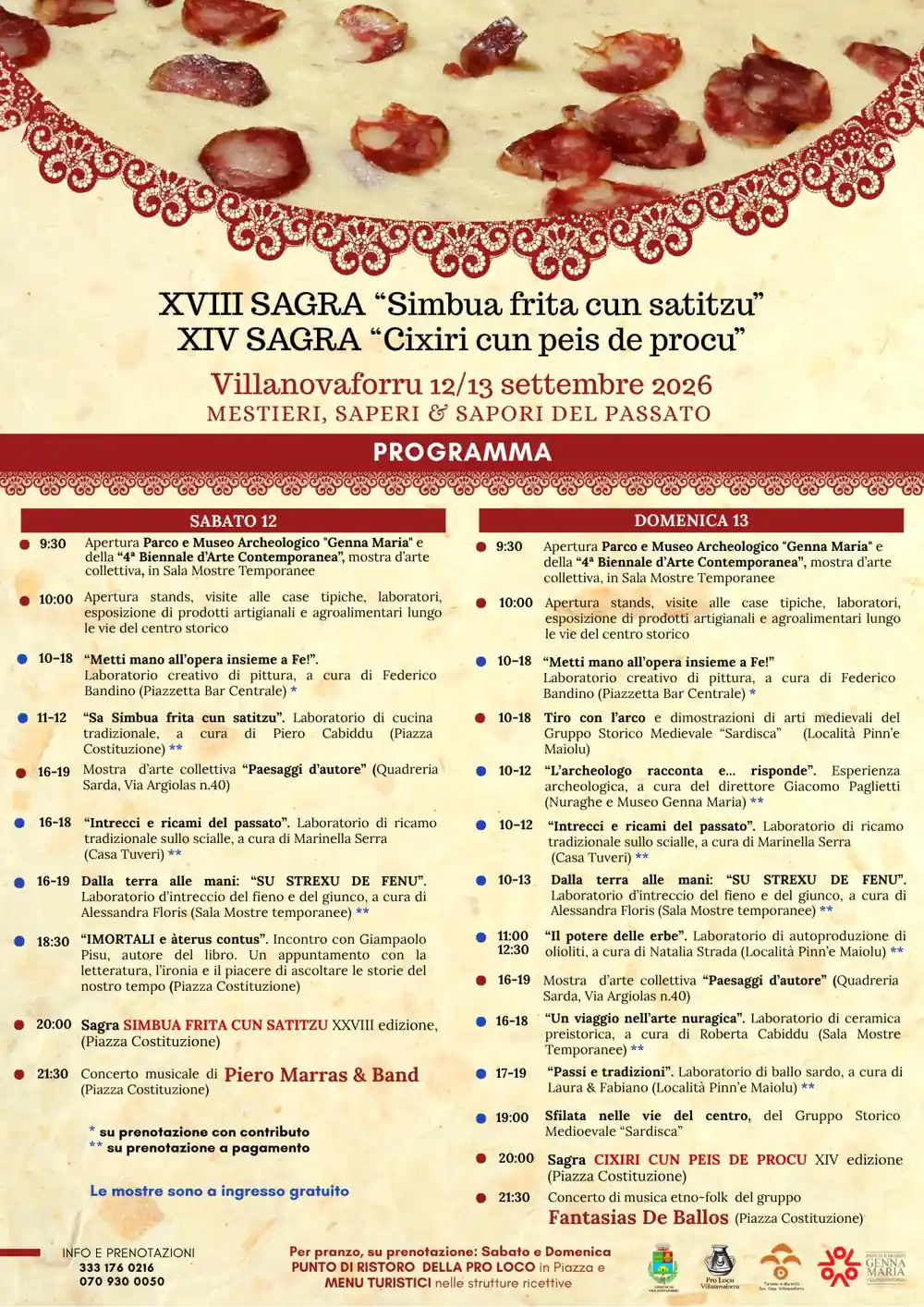 Mestieri, Saperi & Sapori del Passato Villanovaforru 2026, locandina con il programma completo | In Sardegna con Dani
